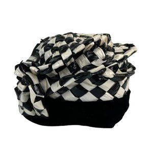 Vintage Original Shorlon Model Mod Weaved Lace Lined Hat Black & White